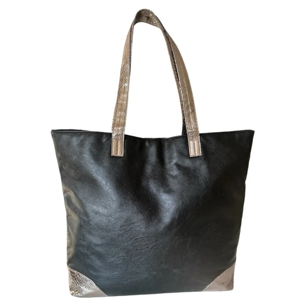 Jimmy Choo Parfums Black & Snake Print Faux Leather Tote Shoulder Bag!